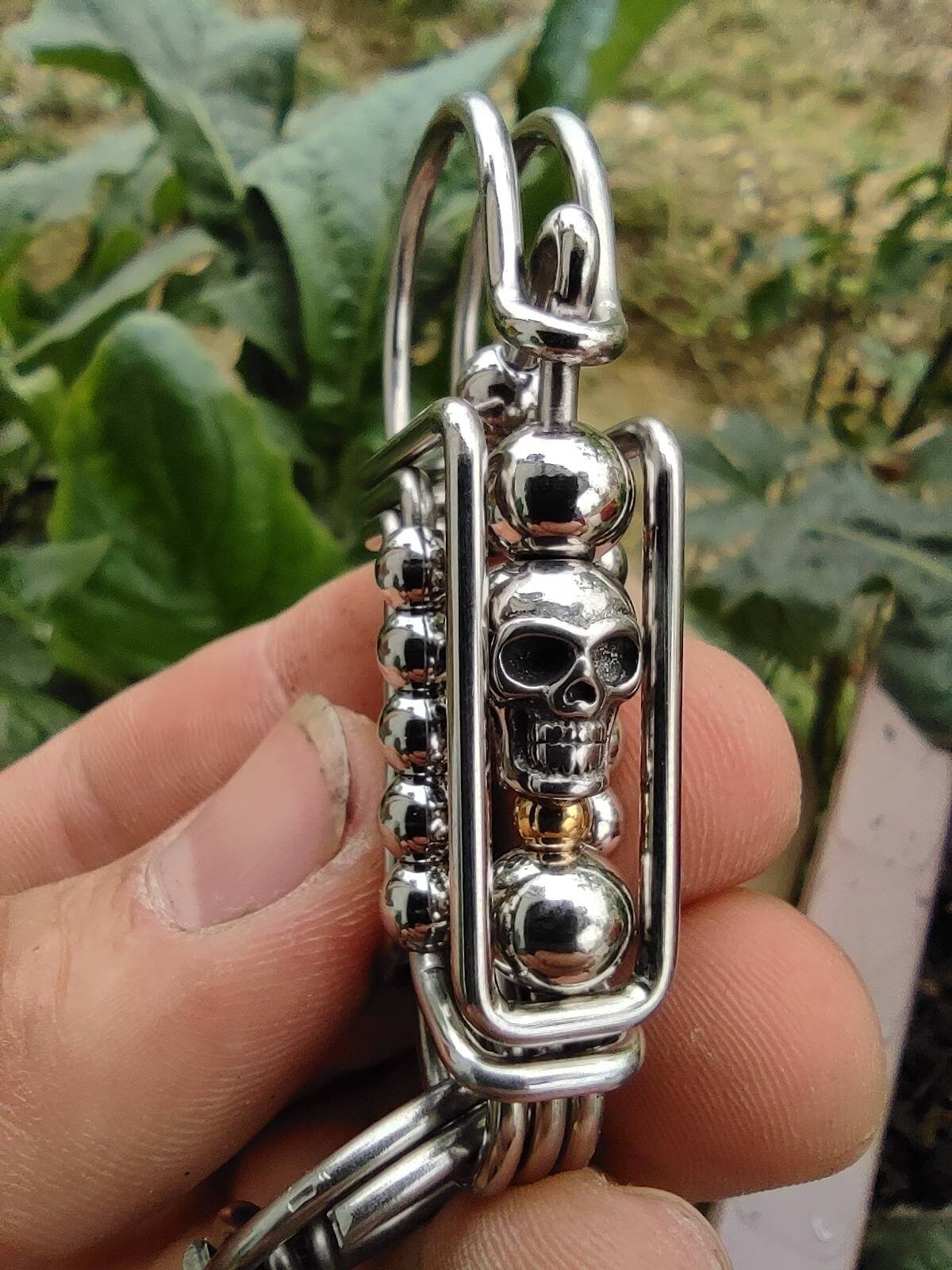The Rebel Skull | Wire-Wrapped Stainless Steel Keychain