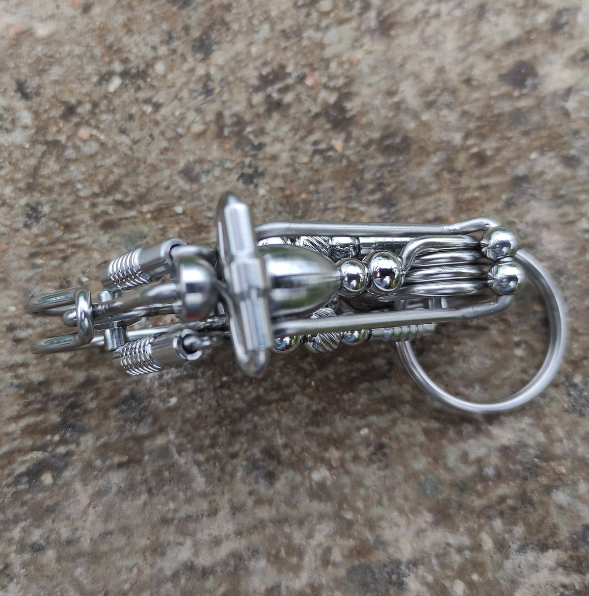 Wire-Wrapped Road King | Stainless Steel Biker Keychain