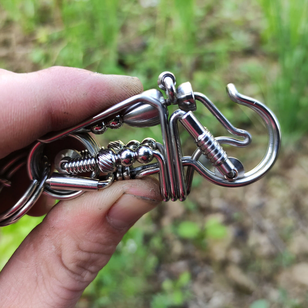 Wire-Wrapped Road King | Stainless Steel Biker Keychain
