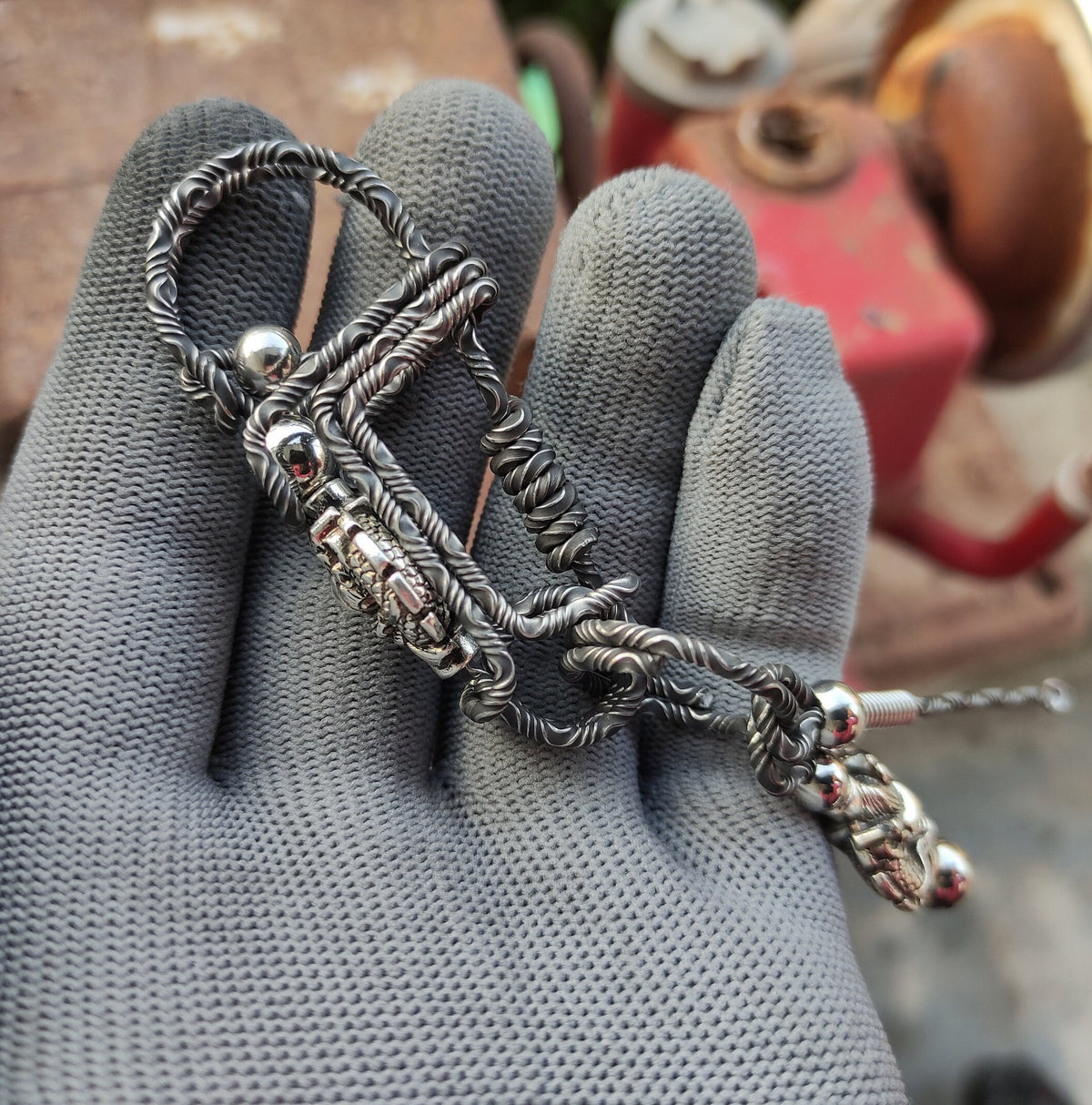 Damascus Dragon Emblem | Custom Engraved EDC Keychain