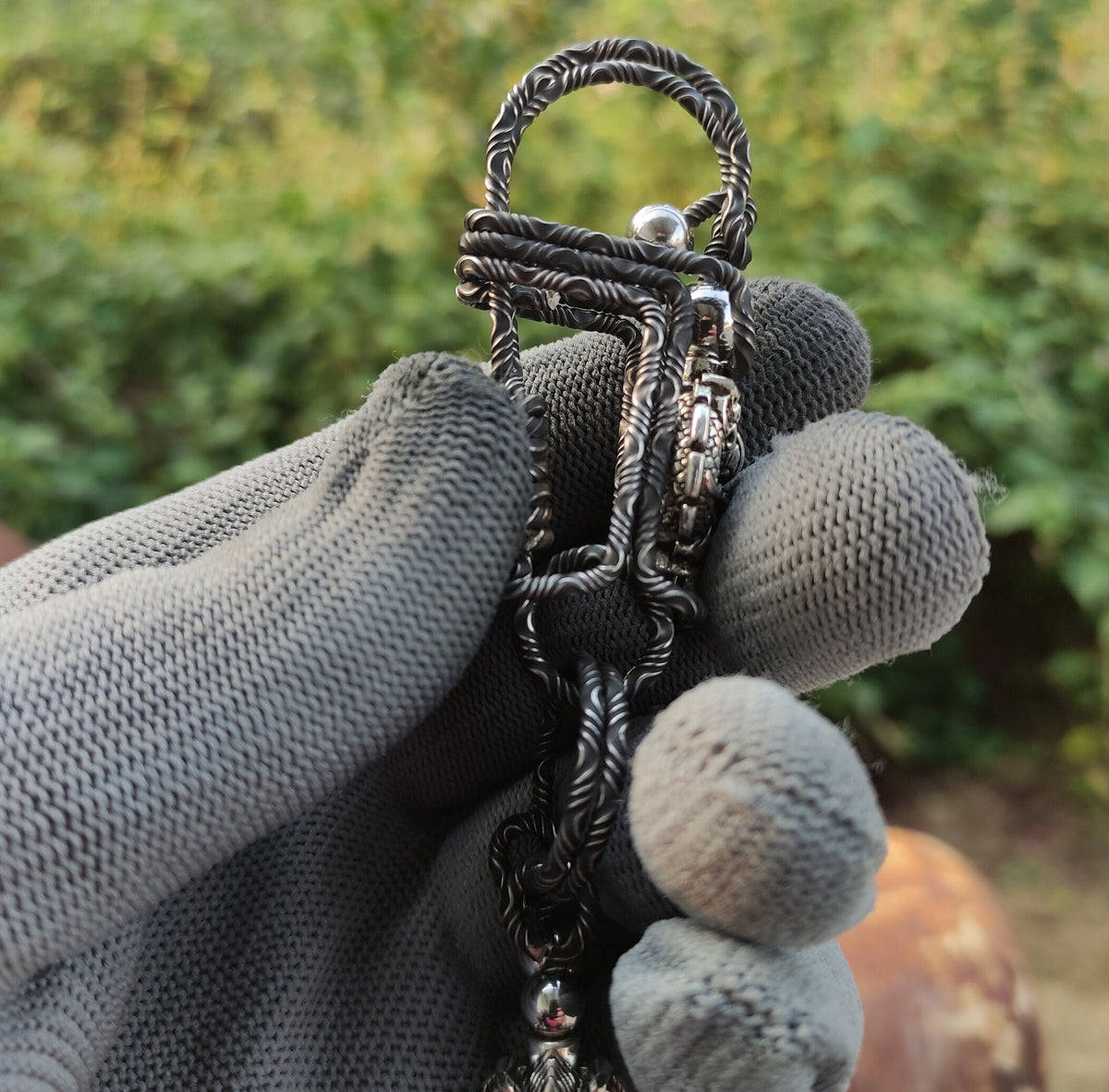 Damascus Dragon Emblem | Custom Engraved EDC Keychain