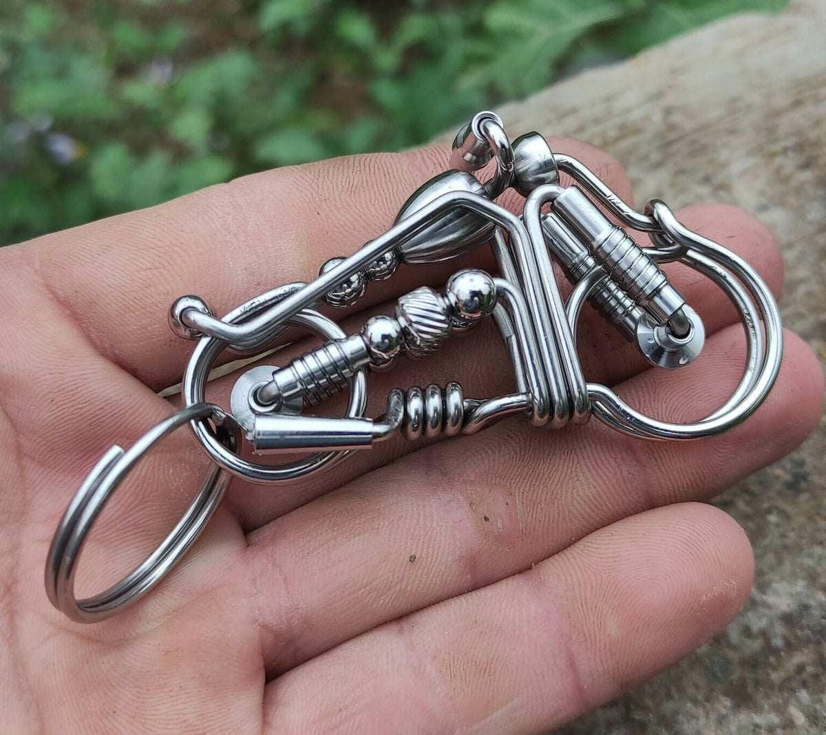 Wire-Wrapped Road King | Stainless Steel Biker Keychain