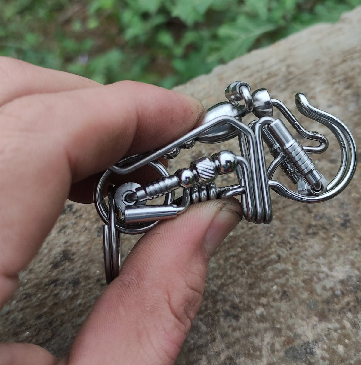 Wire-Wrapped Road King | Stainless Steel Biker Keychain