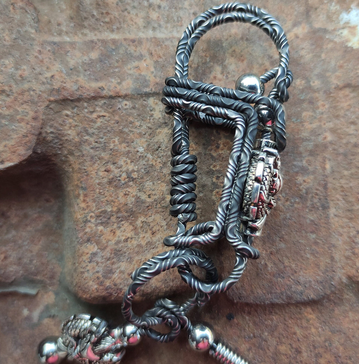 Damascus Dragon Emblem | Custom Engraved EDC Keychain