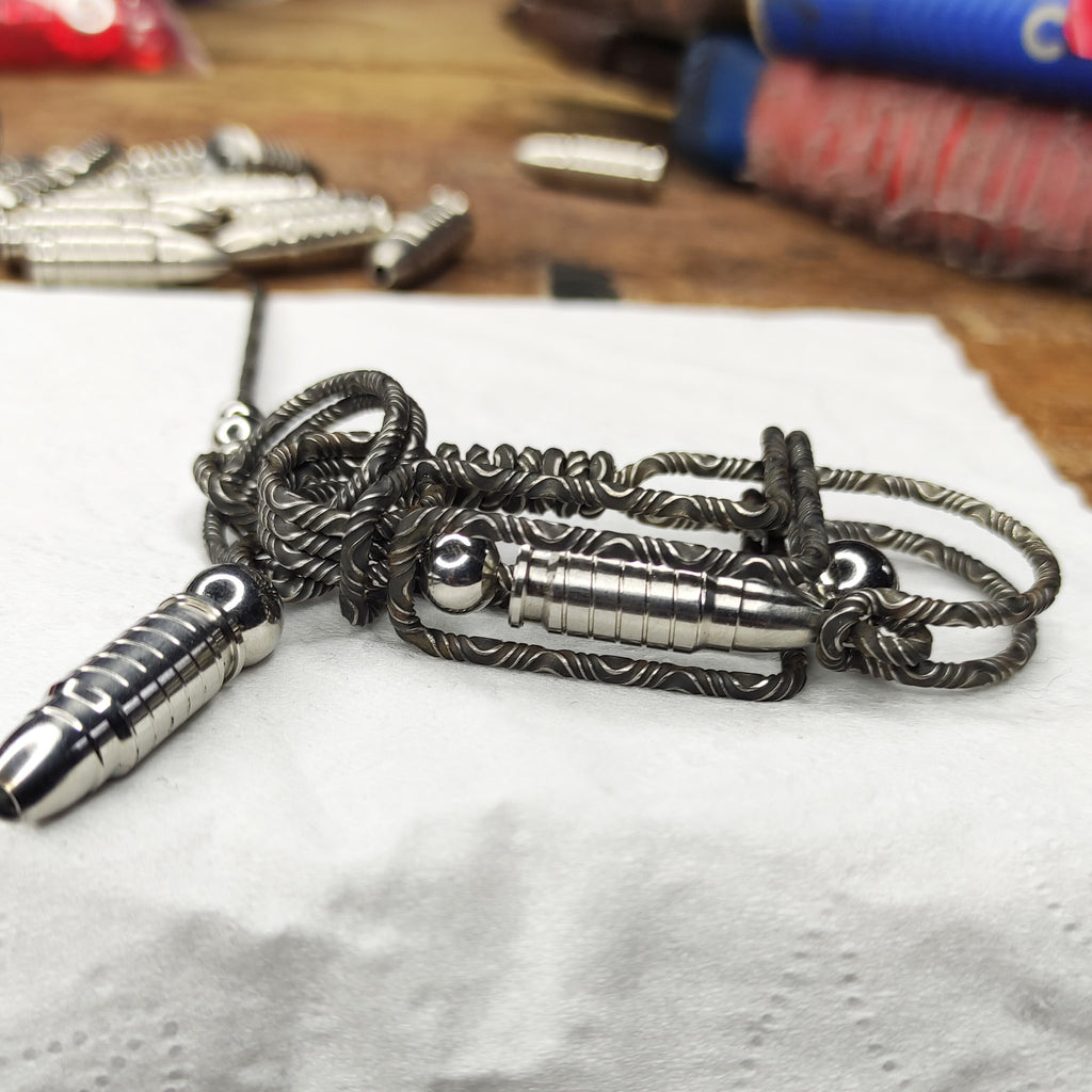 Damascus Folding Bullet | Tactical EDC Handcrafted Keyring