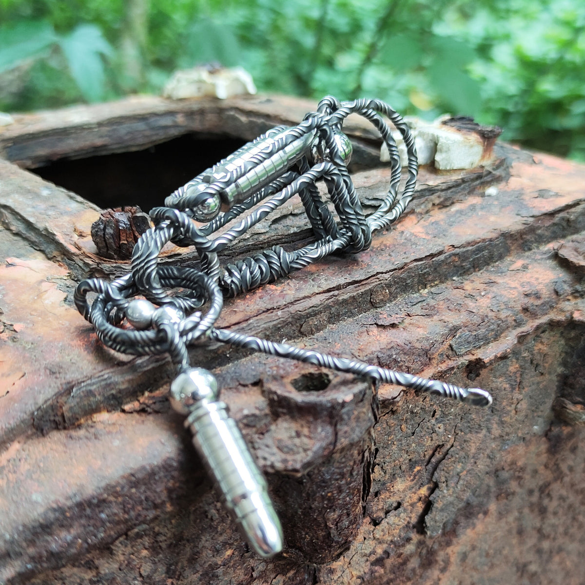 Damascus Folding Bullet | Tactical EDC Handcrafted Keyring