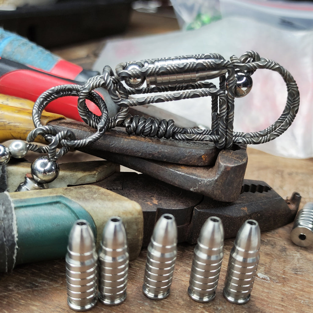 Damascus Folding Bullet | Tactical EDC Handcrafted Keyring