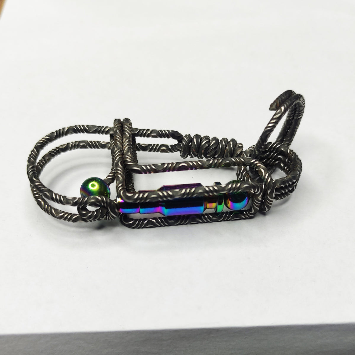 Damascus Steel Bullet | Handcrafted Tactical EDC Keyring