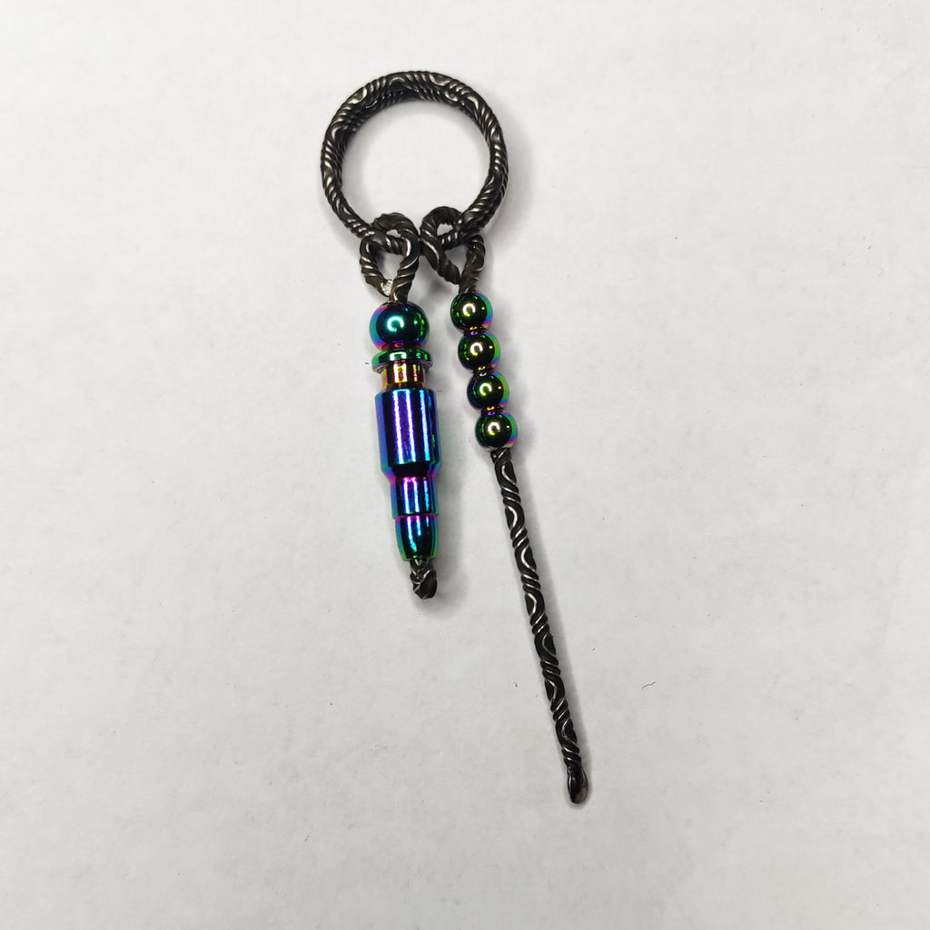Damascus Steel Bullet | Handcrafted Tactical EDC Keyring