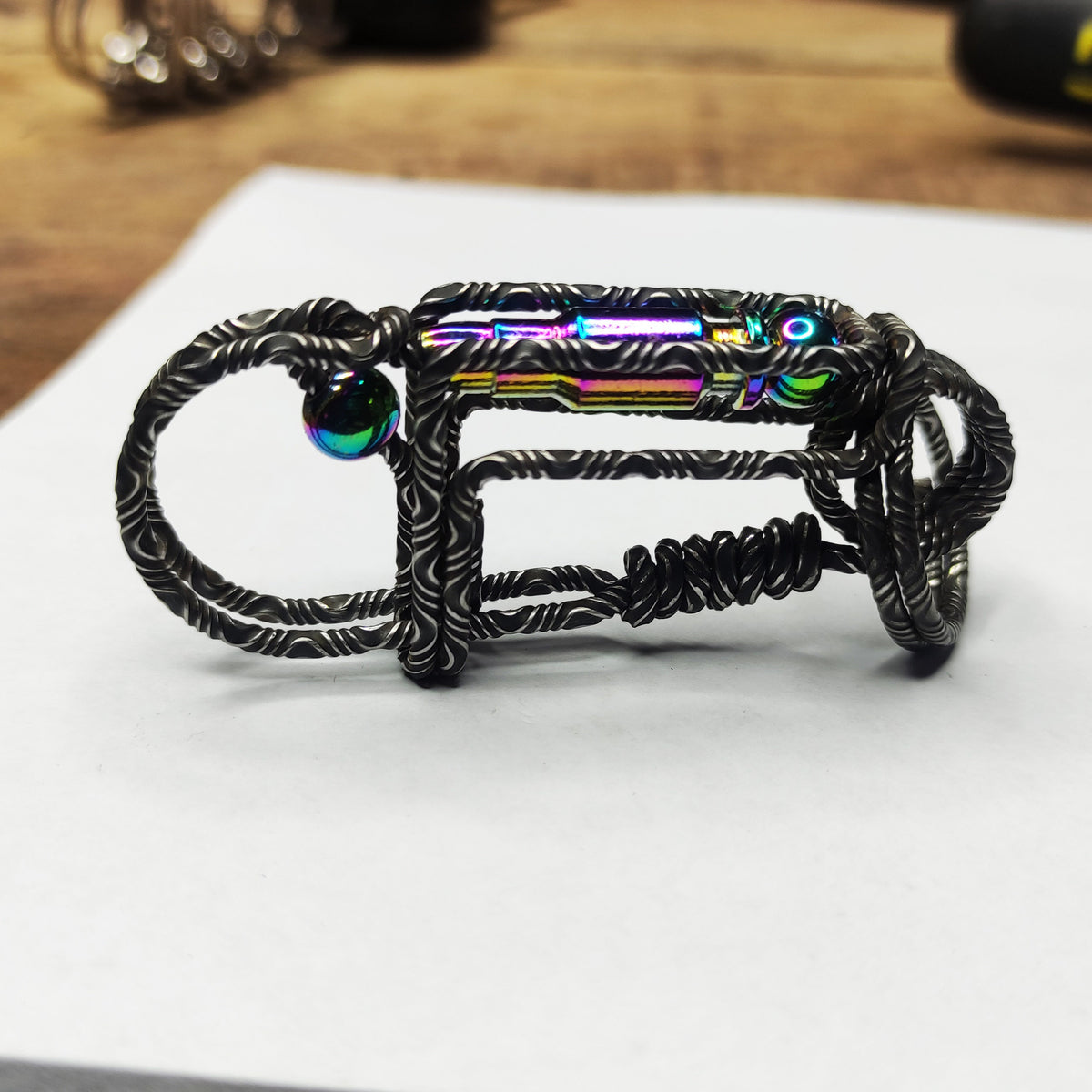 Damascus Steel Bullet | Handcrafted Tactical EDC Keyring