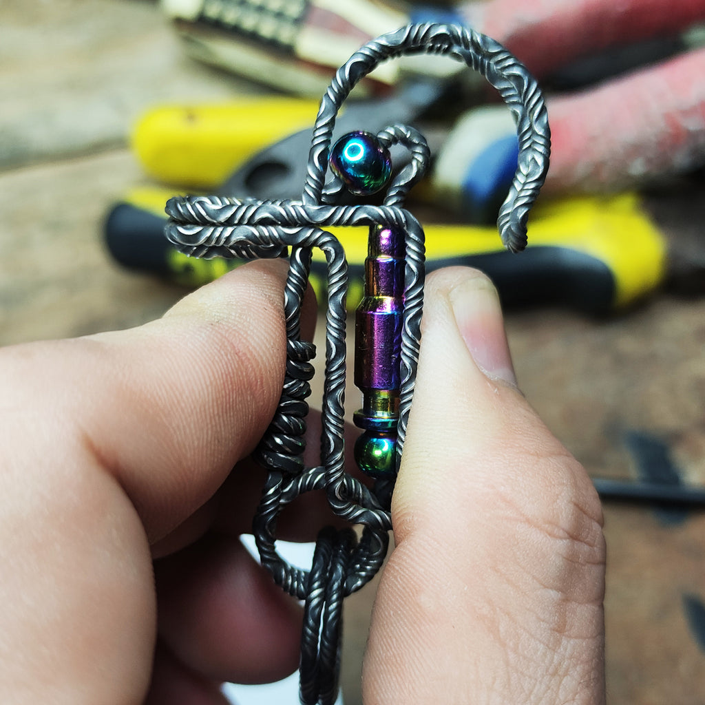 Damascus Steel Bullet | Handcrafted Tactical EDC Keyring