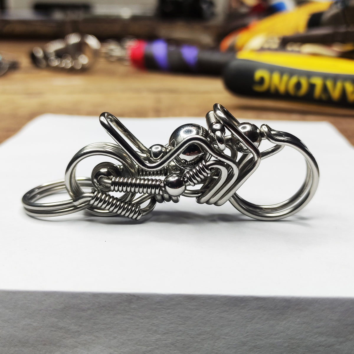 Artisan Steel Motorcycle | Heavy-Duty Wire-Wrapped Keyring