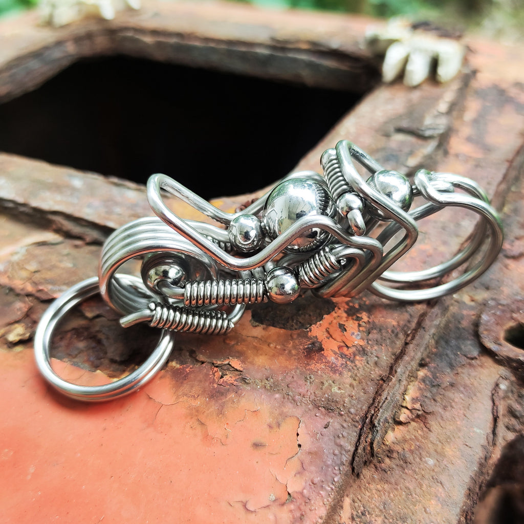 Artisan Steel Motorcycle | Heavy-Duty Wire-Wrapped Keyring