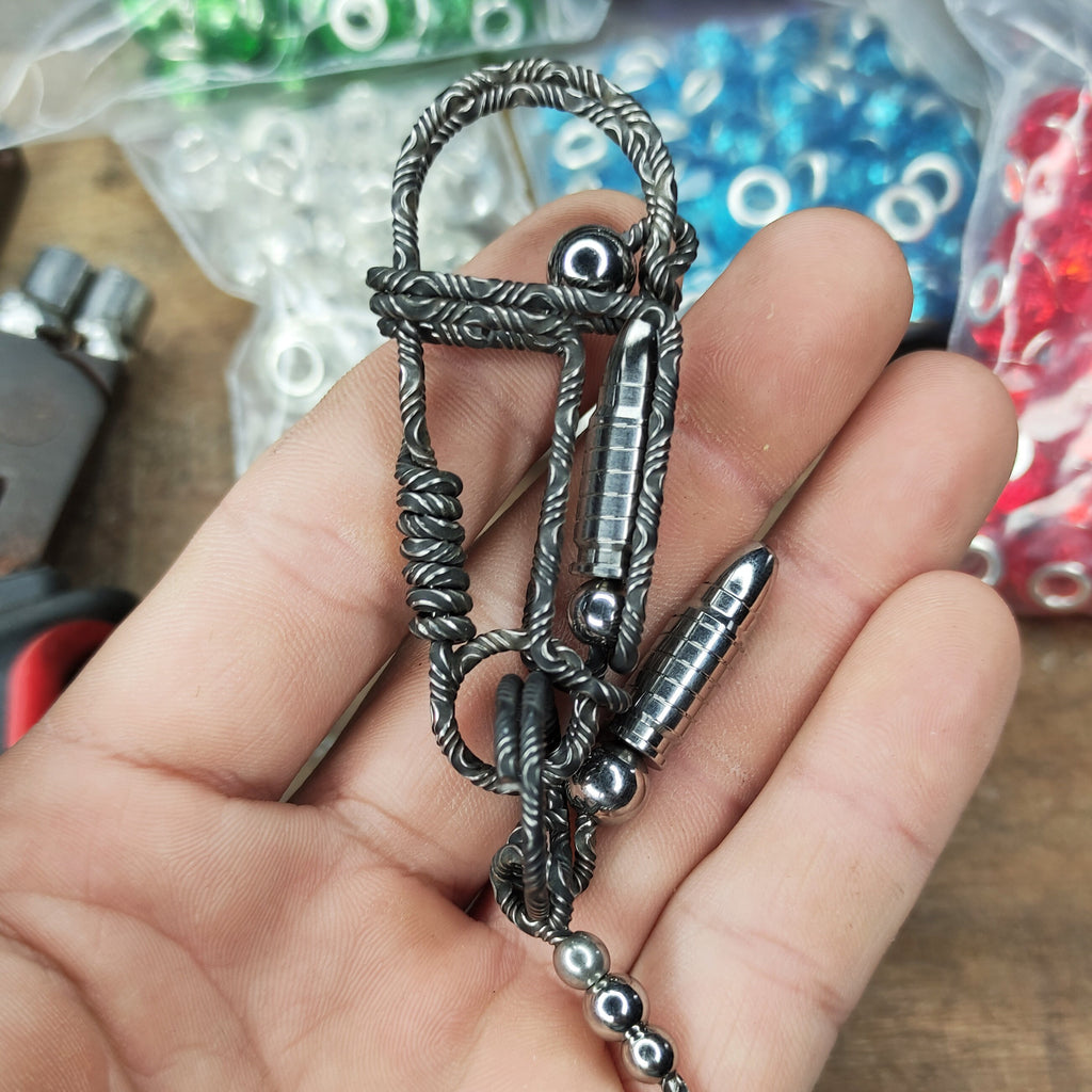 Damascus Folding Bullet | Tactical EDC Handcrafted Keyring