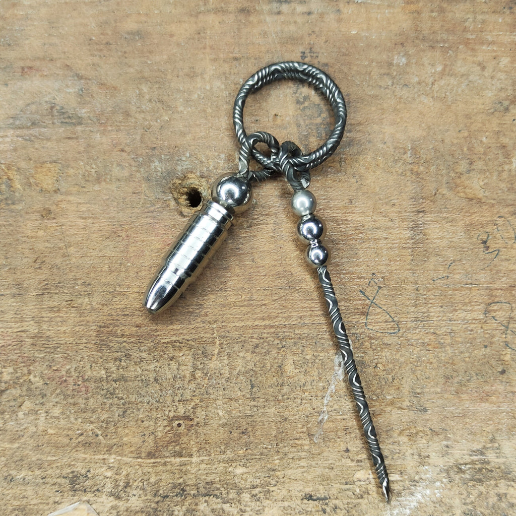 Damascus Folding Bullet | Tactical EDC Handcrafted Keyring