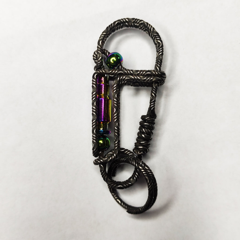 Damascus Steel Bullet | Handcrafted Tactical EDC Keyring