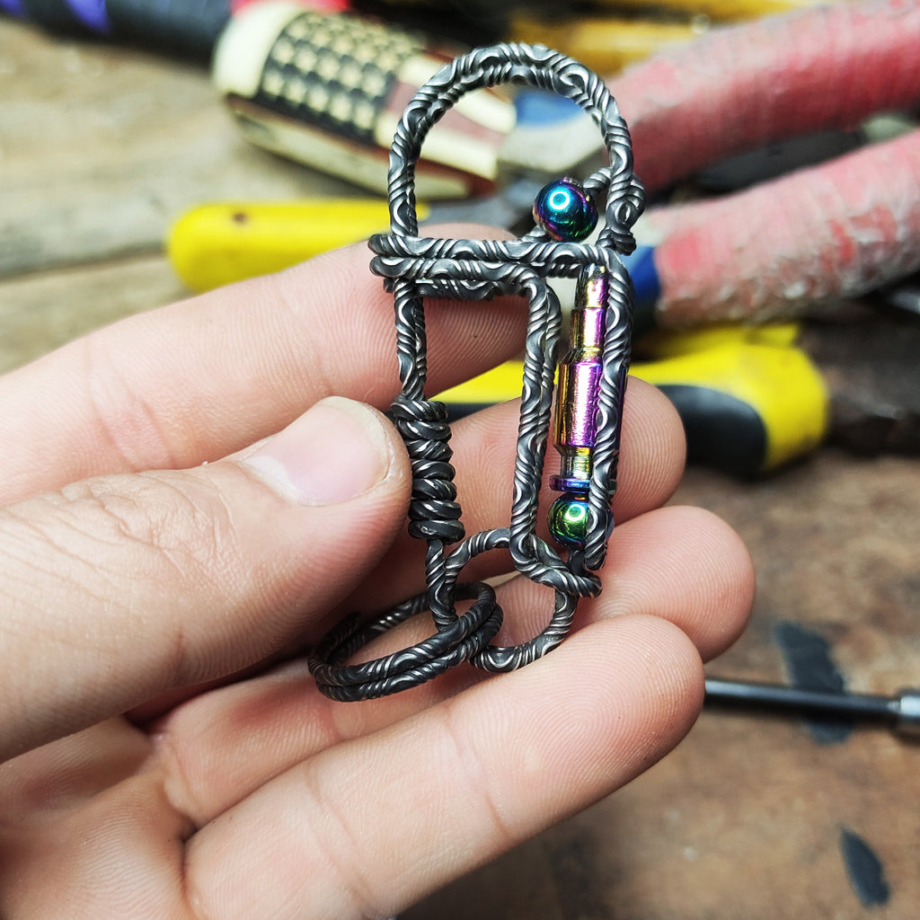 Damascus Steel Bullet | Handcrafted Tactical EDC Keyring