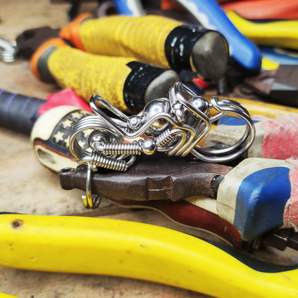 Artisan Steel Motorcycle | Heavy-Duty Wire-Wrapped Keyring