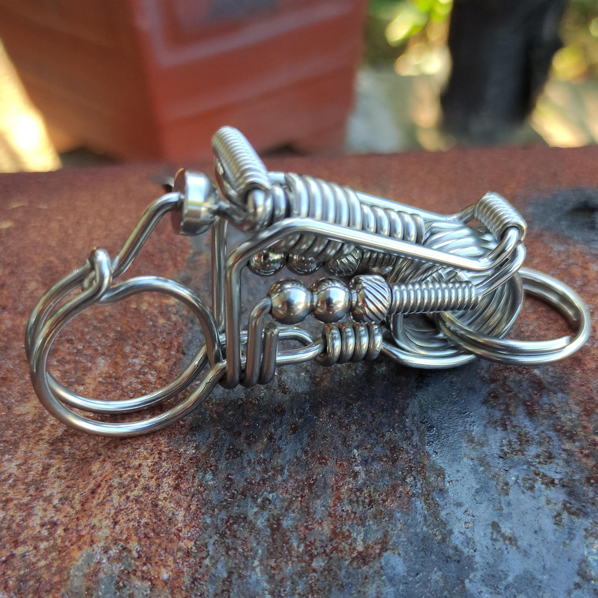 Harley V-Twin Biker | Handcrafted Wire Motorcycle Keychain