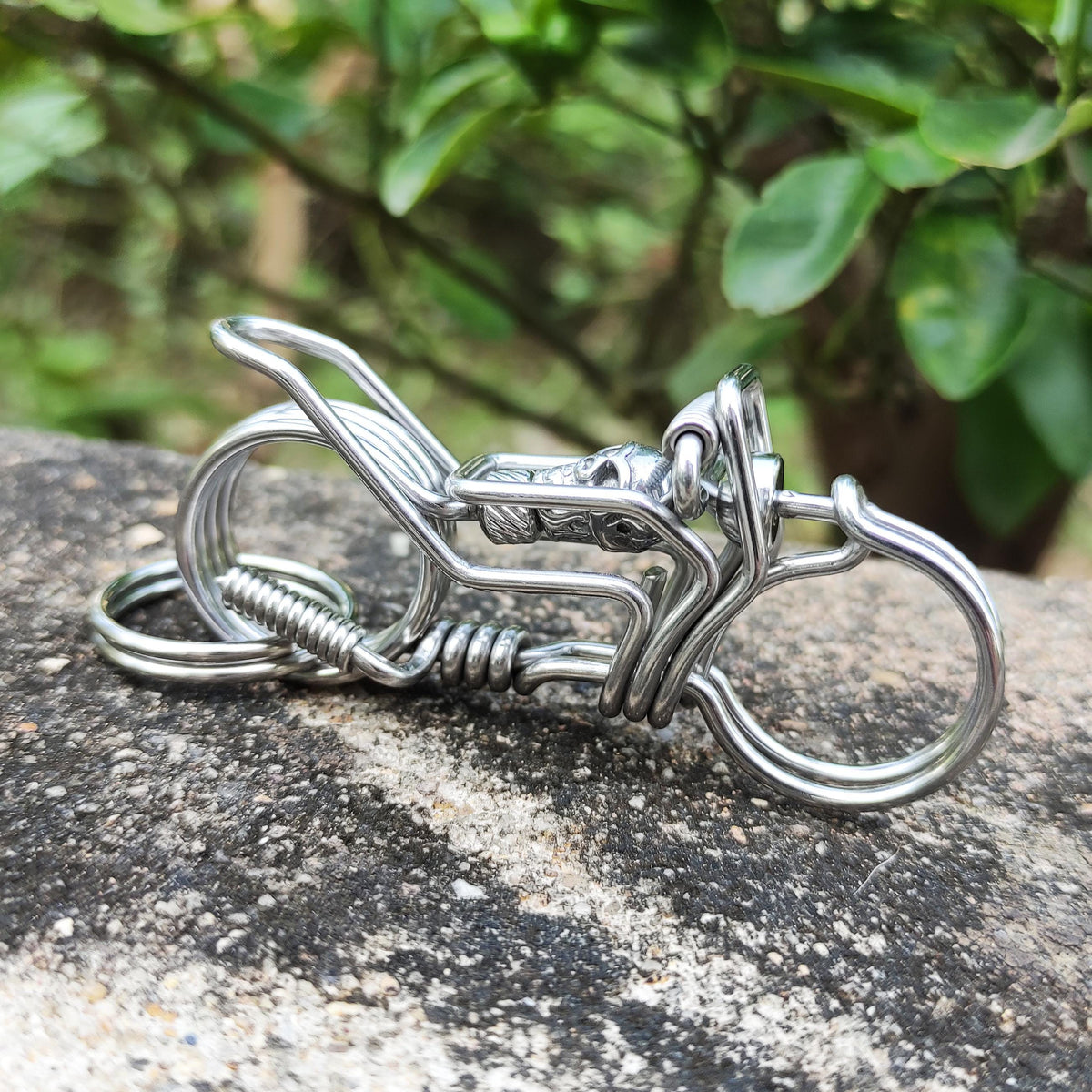 Gothic Biker Skull | Handcrafted Motorcycle Keychain