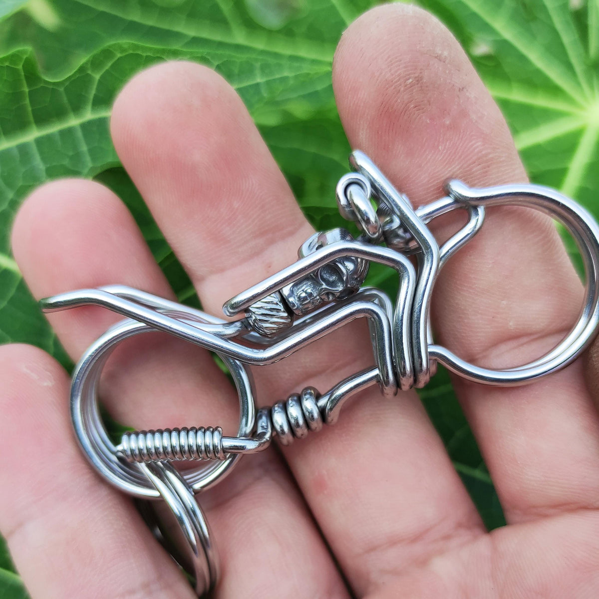 Gothic Biker Skull | Handcrafted Motorcycle Keychain