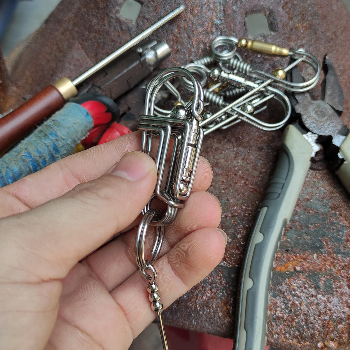 The Gentleman Wristlet | Custom Engraved Leather & Steel Keyring